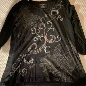 Tommy Hilfiger top, DARK GREY, Size : LARGE, print top